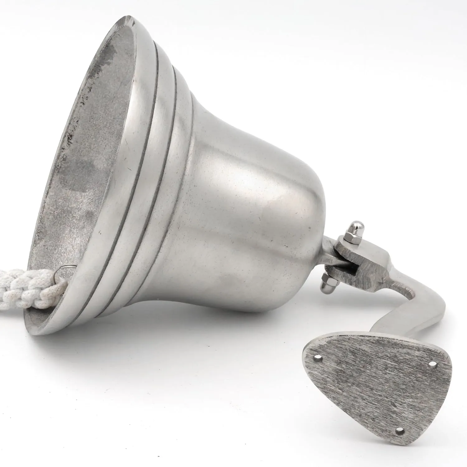 Nagina International Brushed Aluminum Nickel & Brass Plated Maritime Navy Naval Force Boat Safety Bell | Nautical Door Bells for Decor & Utilities