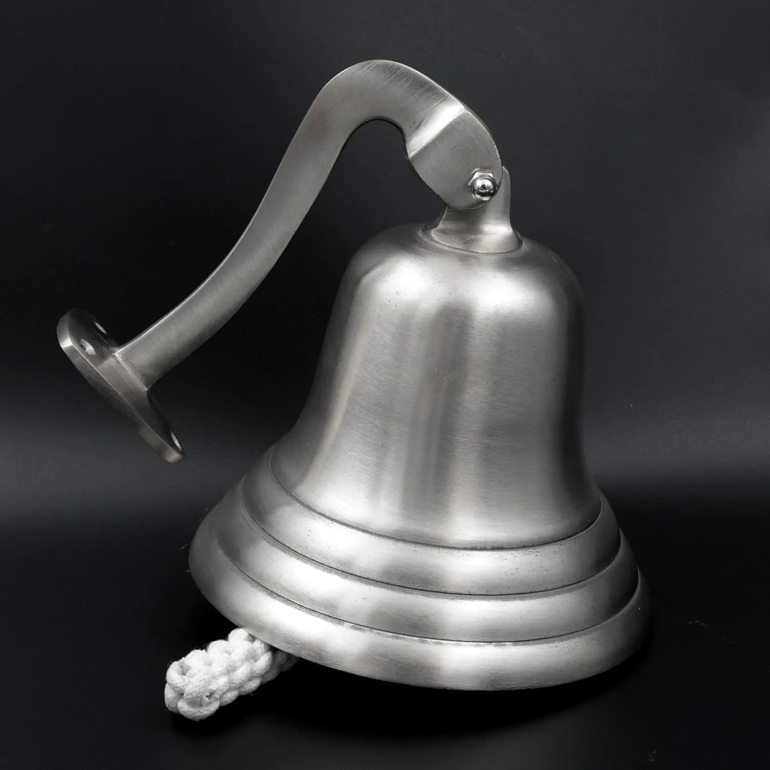 Nagina International Brushed Aluminum Nickel & Brass Plated Maritime Navy Naval Force Boat Safety Bell | Nautical Door Bells for Decor & Utilities