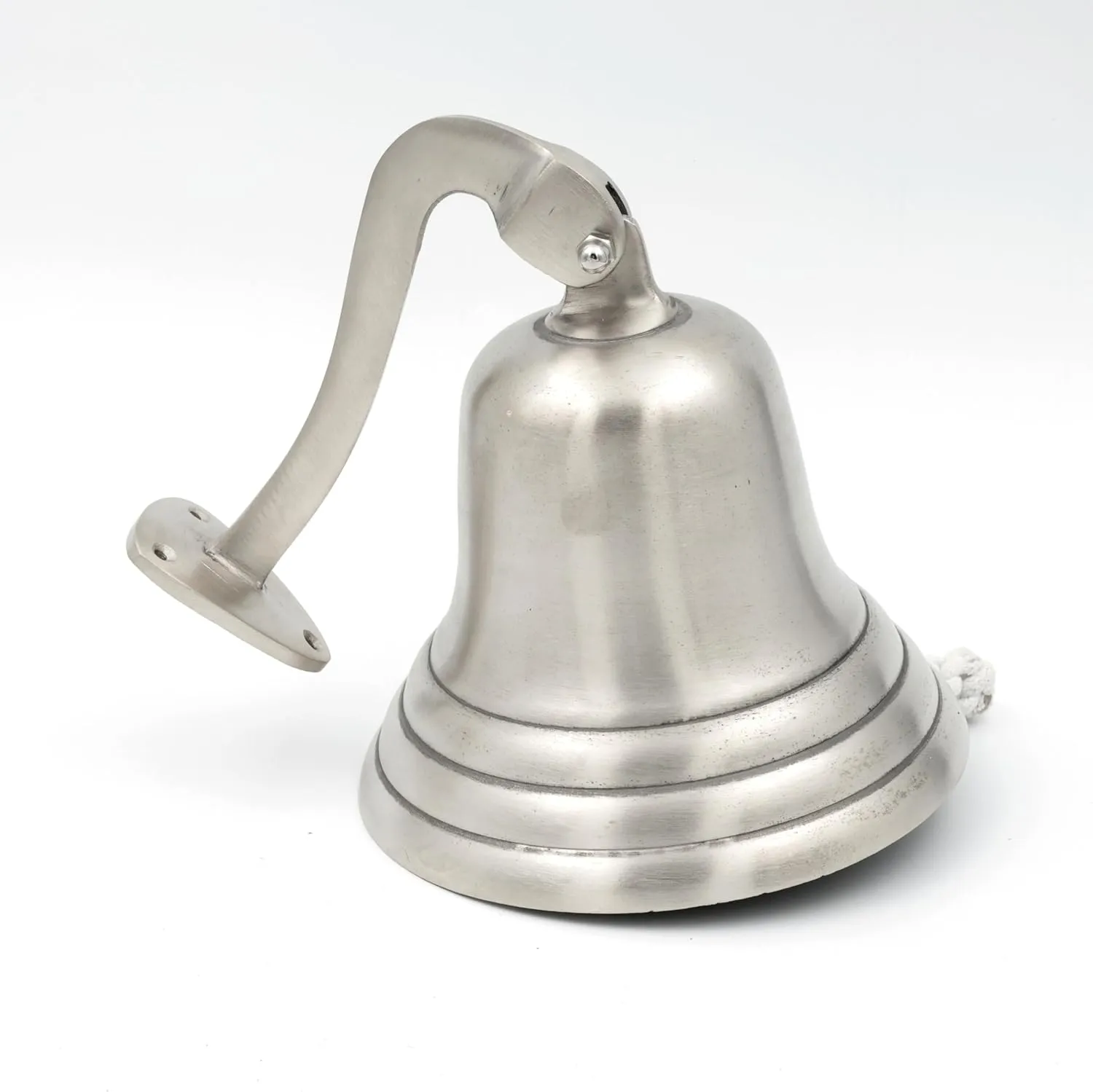 Nagina International Brushed Aluminum Nickel & Brass Plated Maritime Navy Naval Force Boat Safety Bell | Nautical Door Bells for Decor & Utilities