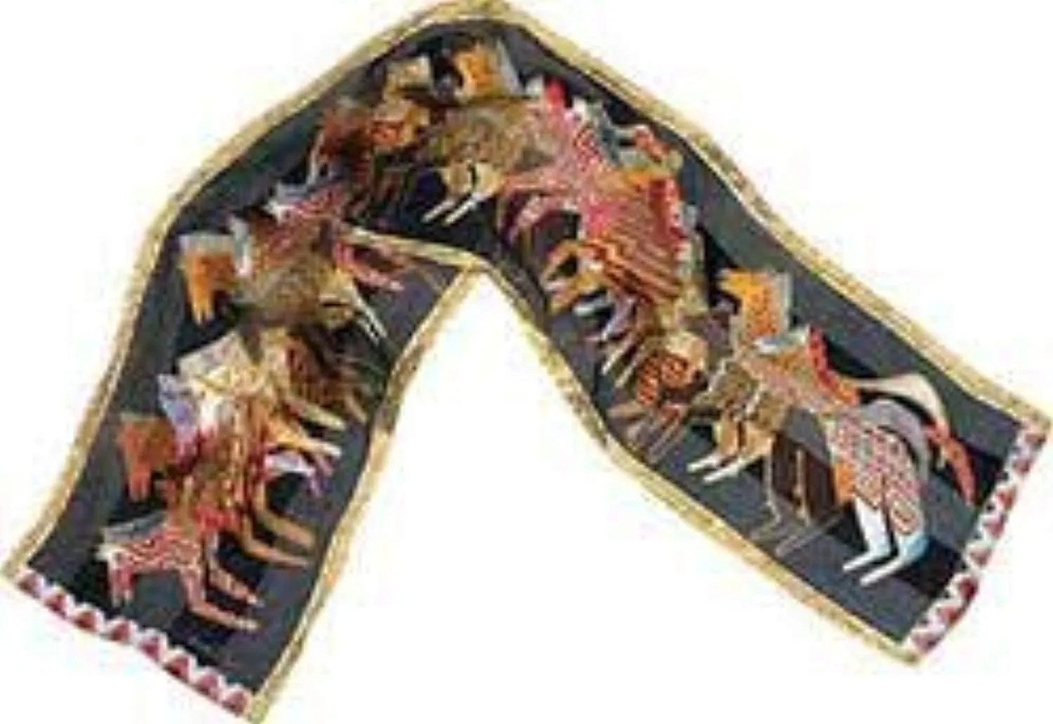 Native Horses Black Silk Scarf with Sequins by Laurel Burch