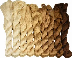Natural 100% Silk Thread, Handmade Embroidery Thread Silk Floss 9 Colors 110m Each (62)
