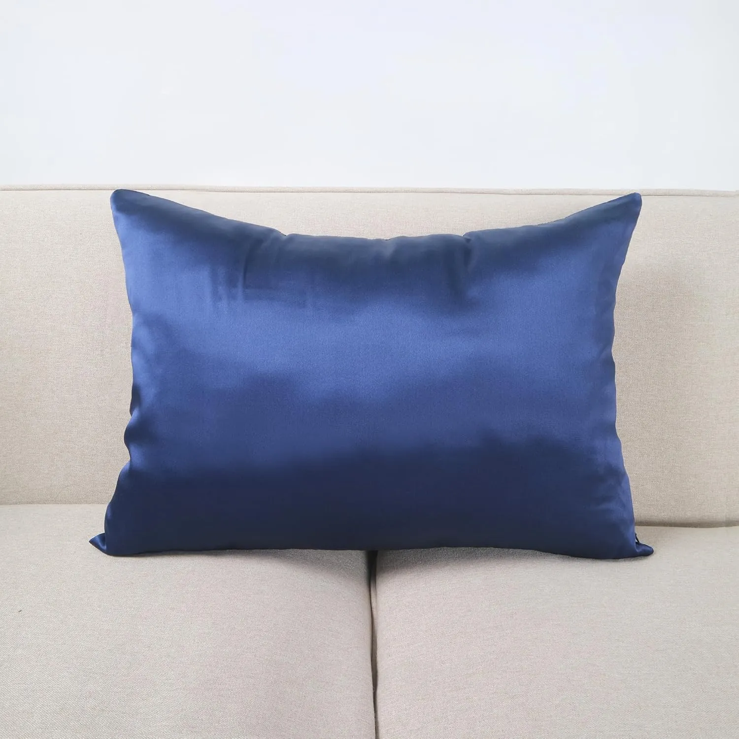 Nature Silk Pillowcase 14x20 Double Sides 100% Mulberry Silk 19 Momme Thick Silk Pillow Cover for Bed Pillow Sham Cover Toddler Size 36x51cm Pillowcase, Navy Blue 1 Piece