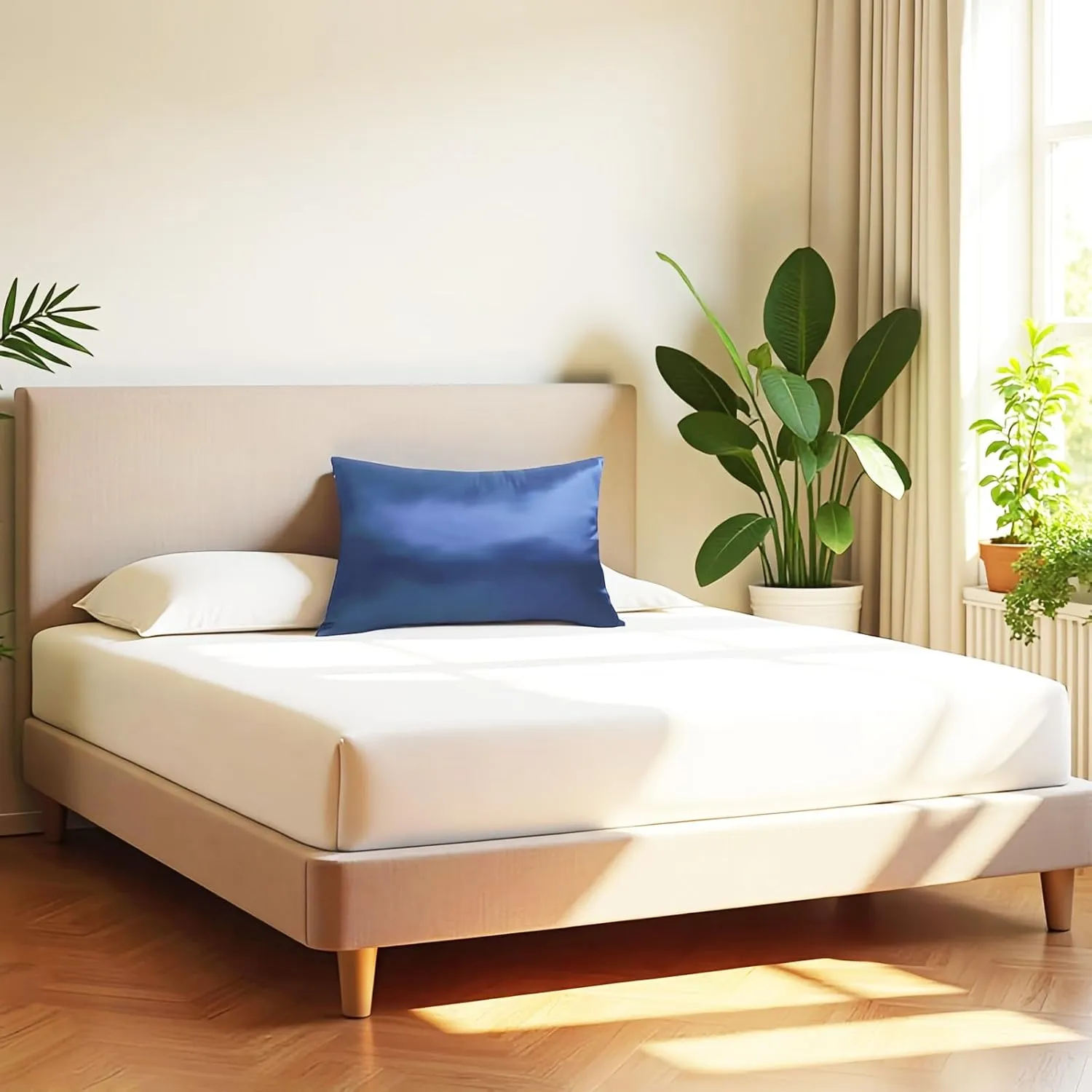 Nature Silk Pillowcase 14x20 Double Sides 100% Mulberry Silk 19 Momme Thick Silk Pillow Cover for Bed Pillow Sham Cover Toddler Size 36x51cm Pillowcase, Navy Blue 1 Piece