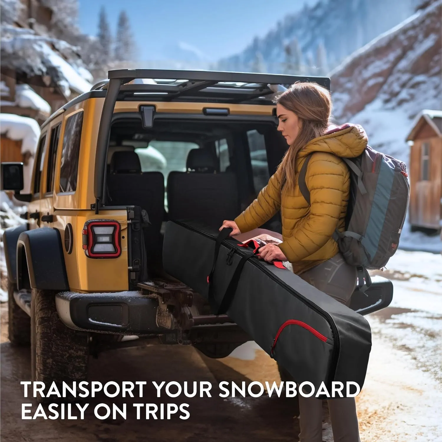 Navaris Snowboard Bag for Men and Women - 157 cm - with Side Pocket & Adjustable Straps - for Easy Snowboard Carrying - Black & Light Blue