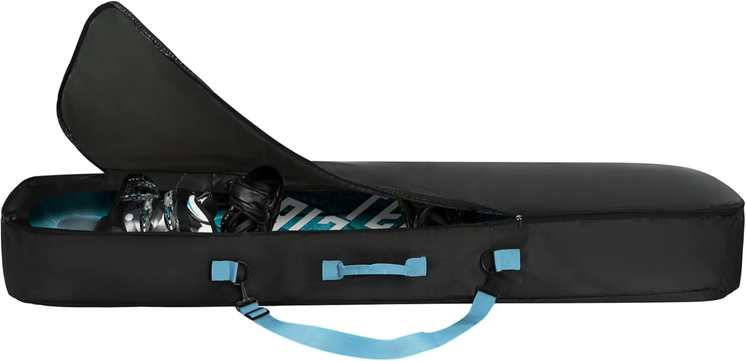 Navaris Snowboard Bag for Men and Women - 157 cm - with Side Pocket & Adjustable Straps - for Easy Snowboard Carrying - Black & Light Blue
