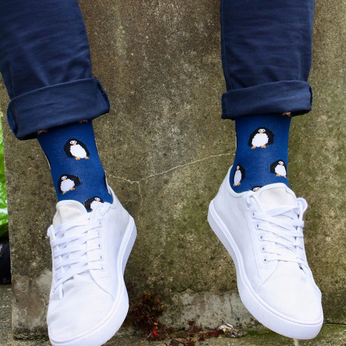 Navy Penguin Bamboo Socks