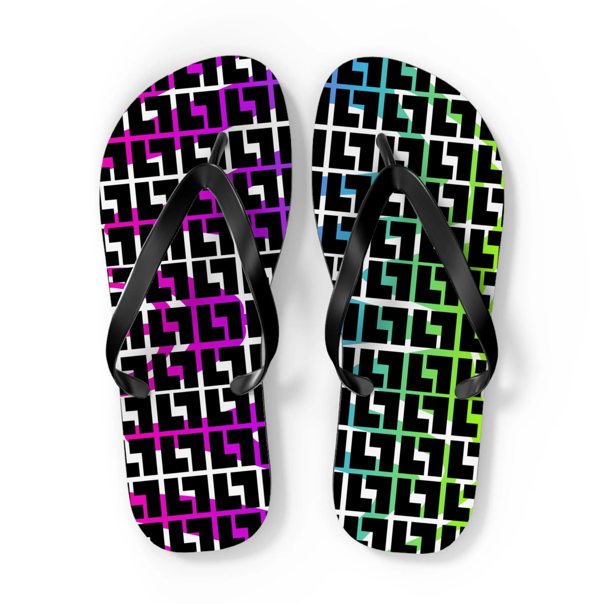 Neon Rainbow Flip Flops