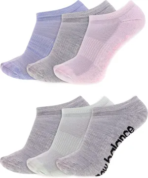 New Balance Performance Cushioned No Show Socks-6 & 12 Moisture Wicking, Grey Assorted (6 Pairs), Medium