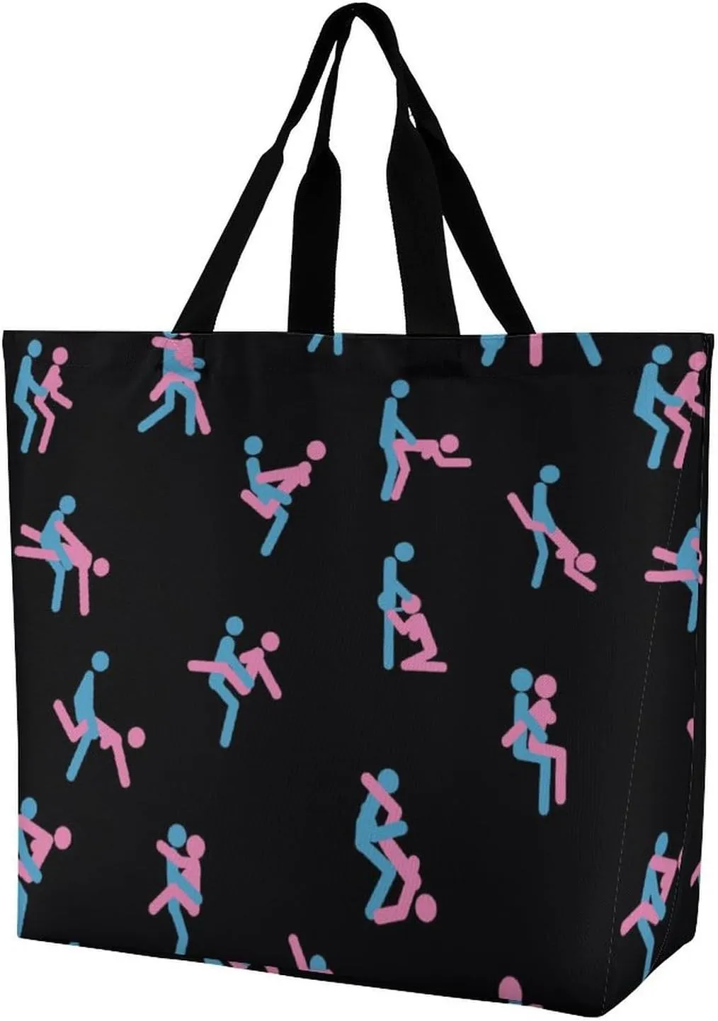 Niapessel Reusable Grocery Bags, Poses for Making Love Printed Reusable Shopping Bags Foldable with Handles Grocery Tote Bag Heavy Duty for Groceries