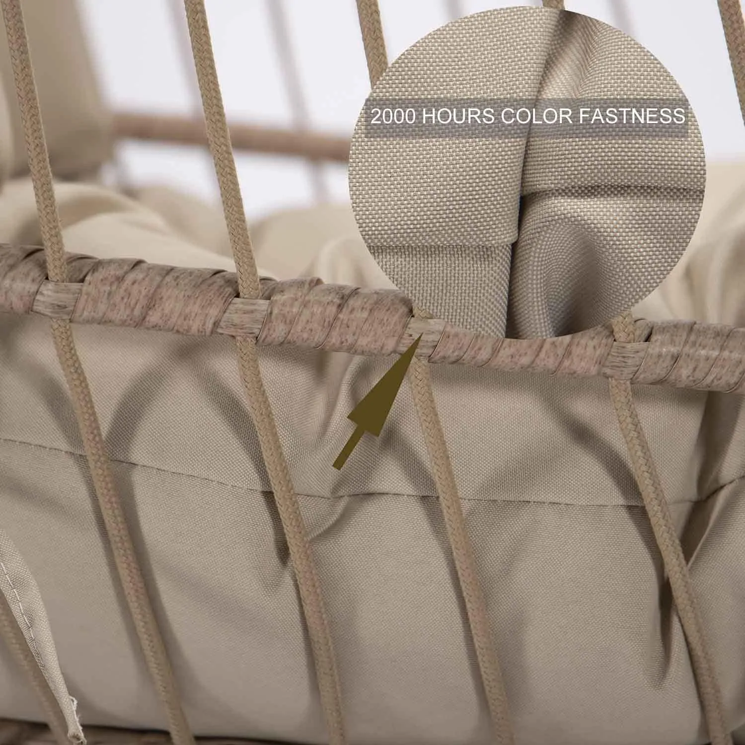 NICESOUL Hanging Egg Chair with Stand Indoor Outdoor, Comfy Patio Rattan Swing Hammock Chairs with Cushion, 350lbs Capacity Egg Shaped Chair for Lawn Backyard Balcony Bedroom, Birthday Gift, Beige