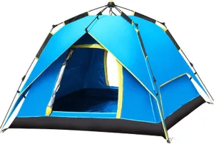 NIEH Automatic Tent, Outdoor 3-4 People Quickly Open Double-Layer Rainproof Family Camping Barbecue Camping Tent