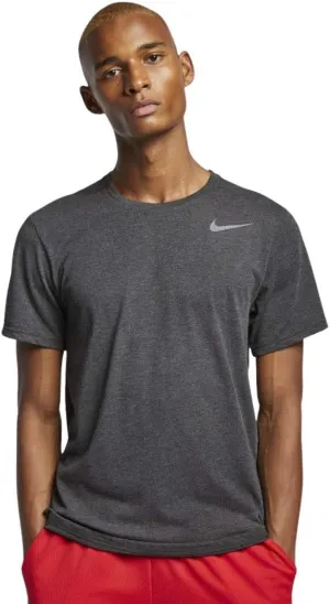 Nike Breathe Men's Short Sleeve Training Top (Black Heather/Metallic Hematite)