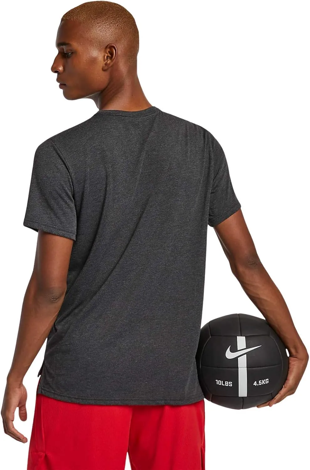 Nike Breathe Men's Short Sleeve Training Top (Black Heather/Metallic Hematite)