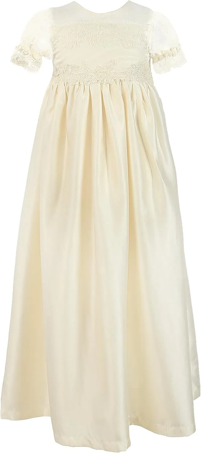 NIMBLE Baby Girls Baptism Christening Embroidered Gown with Headband for 0-12 Months