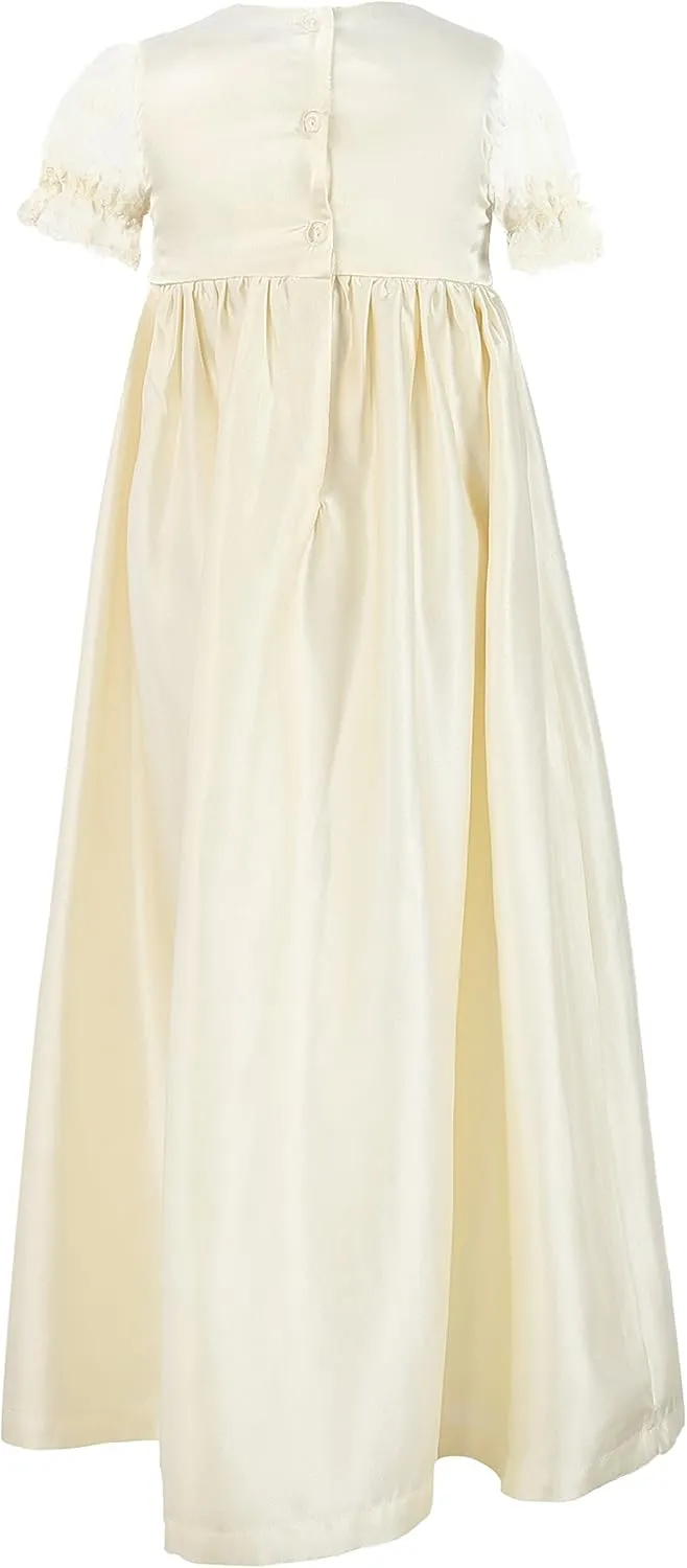 NIMBLE Baby Girls Baptism Christening Embroidered Gown with Headband for 0-12 Months