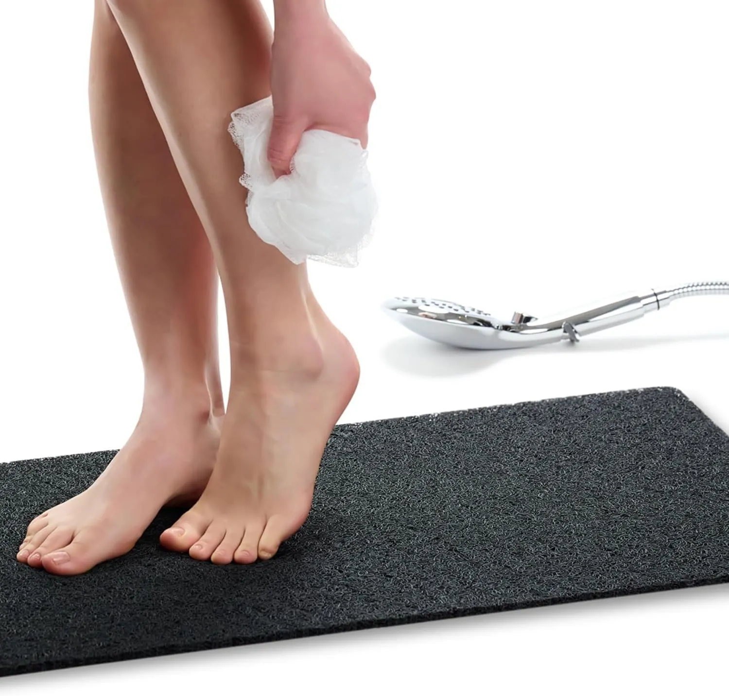 Non Slip Bathtub Mat Shower Mat for Tub - Loofah Bath Mats for Bathroom - 31x16 Bathtub Floor Mat - Textured Anti Slip Bath Mat Without Suction Cups - Secure Mat for Wet Areas (31x16 Black)