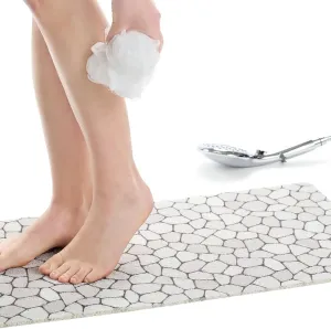 Non Slip Bathtub Mat Shower Mat for Tub - Loofah Bath Mats for Bathroom - 31x16 Bathtub Floor Mat - Textured Anti Slip Bath Mat Without Suction Cups - Secure Mat for Wet Areas (31x16 Pebble)