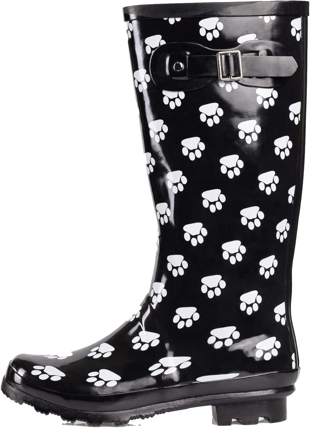 NORTY Women's Hurricane Rain Boots Knee High Calf Length - Glossy Matte Waterproof Rubber Tall Shoes