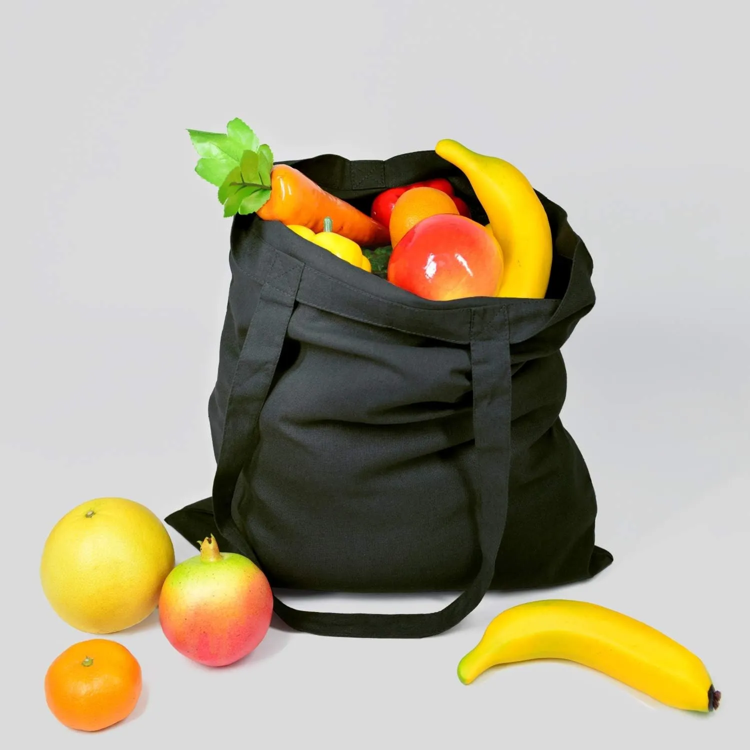 NPBAG 15 Pack 15'' X 16'' Black Cotton Tote Bags, Lightweight Blank Bulk Cloth bags with 1pc of PTFE Teflon Sheet