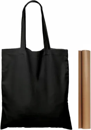 NPBAG 15 Pack 15'' X 16'' Black Cotton Tote Bags, Lightweight Blank Bulk Cloth bags with 1pc of PTFE Teflon Sheet
