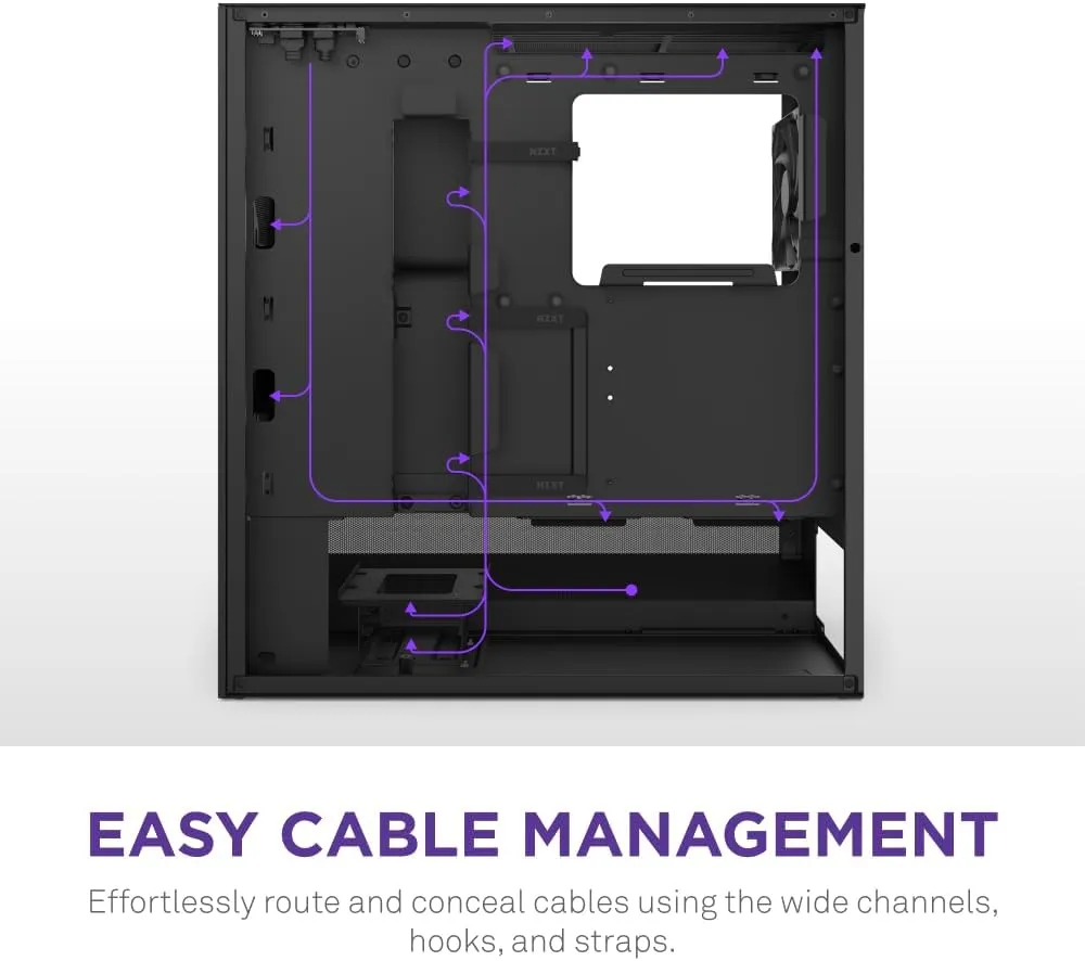 NZXT H5 Flow 2024 - Compact ATX Mid-Tower PC Gaming Case - High Airflow - 2 x 120mm Fans Included - 360mm Front & 240mm Top Radiator Support - Cable Management System - Tempered Glass - Black
