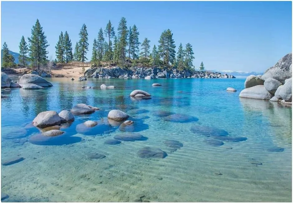 Ocean Scenery Large Peel and Stick Wallpaper, Alpine Rocks Wall Mural Removable Poster Wall Sticker for Bedroom Living Room Office,TV Background -Self-Adhesive-169.3" W x 118.2" H