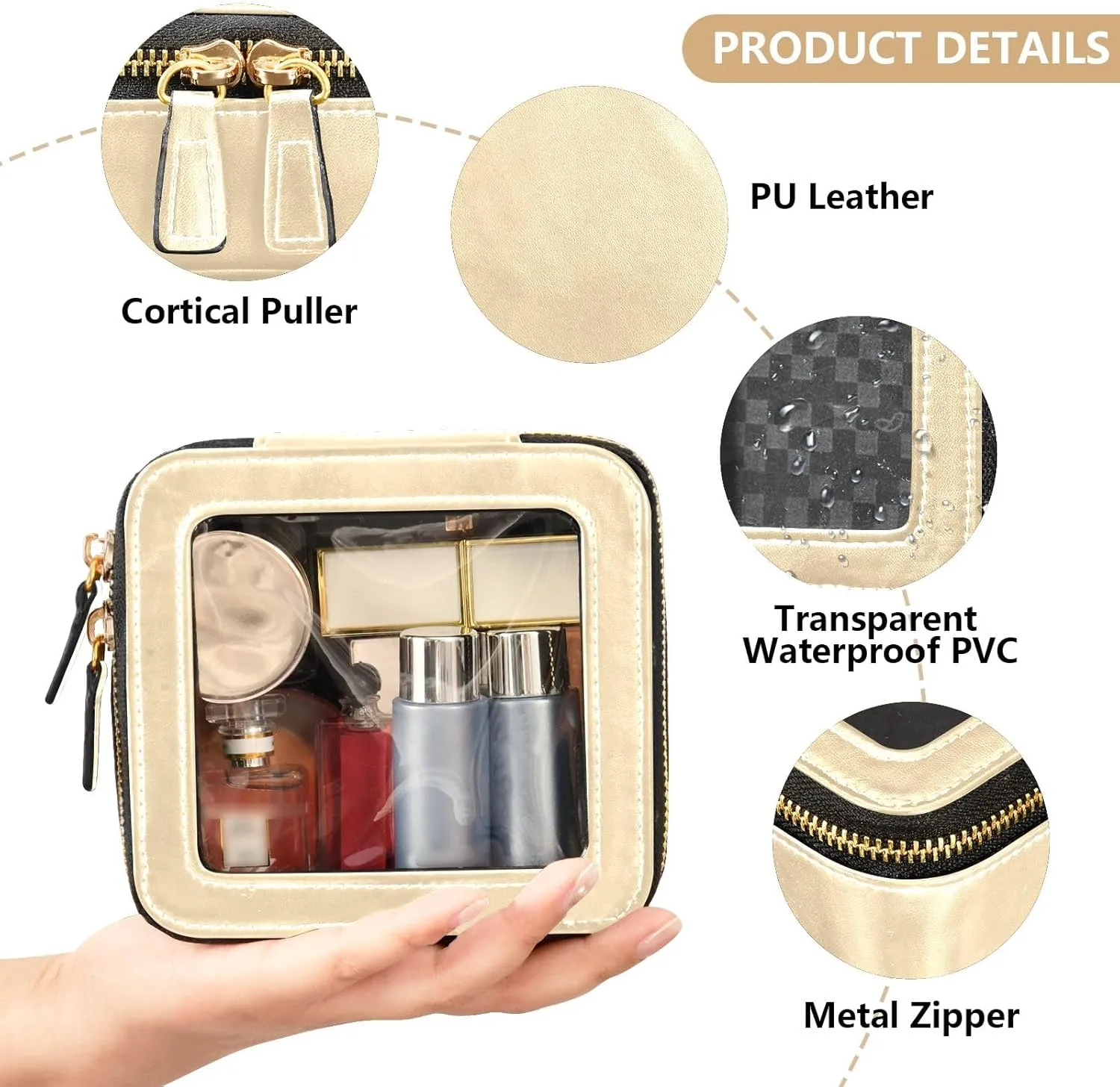 ODAWA Moccasin Clear Makeup Bag Leather Organizer Bags Makeup Bag for Women Men