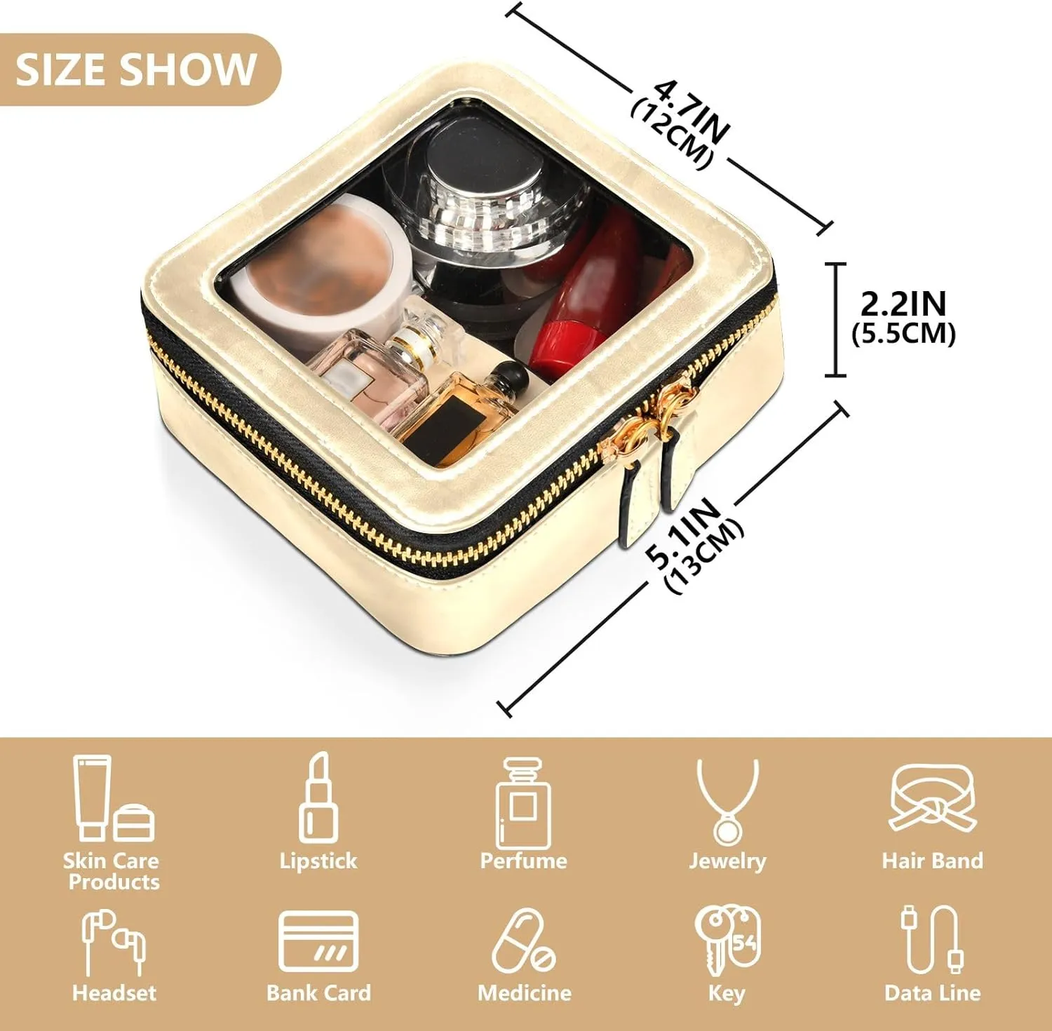 ODAWA Moccasin Clear Makeup Bag Leather Organizer Bags Makeup Bag for Women Men