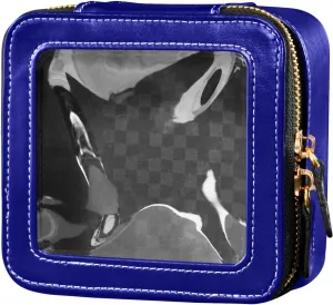 ODAWA Navy Blue Clear Toiletry Bag Makeup Case Bag with Zippers and Clear Windows Travel Essentials for Women Girls