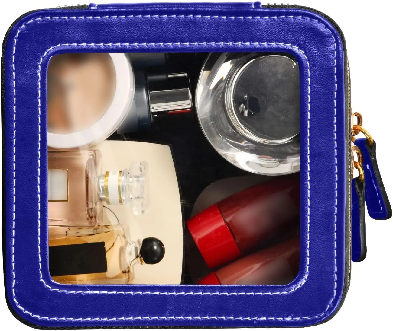 ODAWA Navy Blue Clear Toiletry Bag Makeup Case Bag with Zippers and Clear Windows Travel Essentials for Women Girls