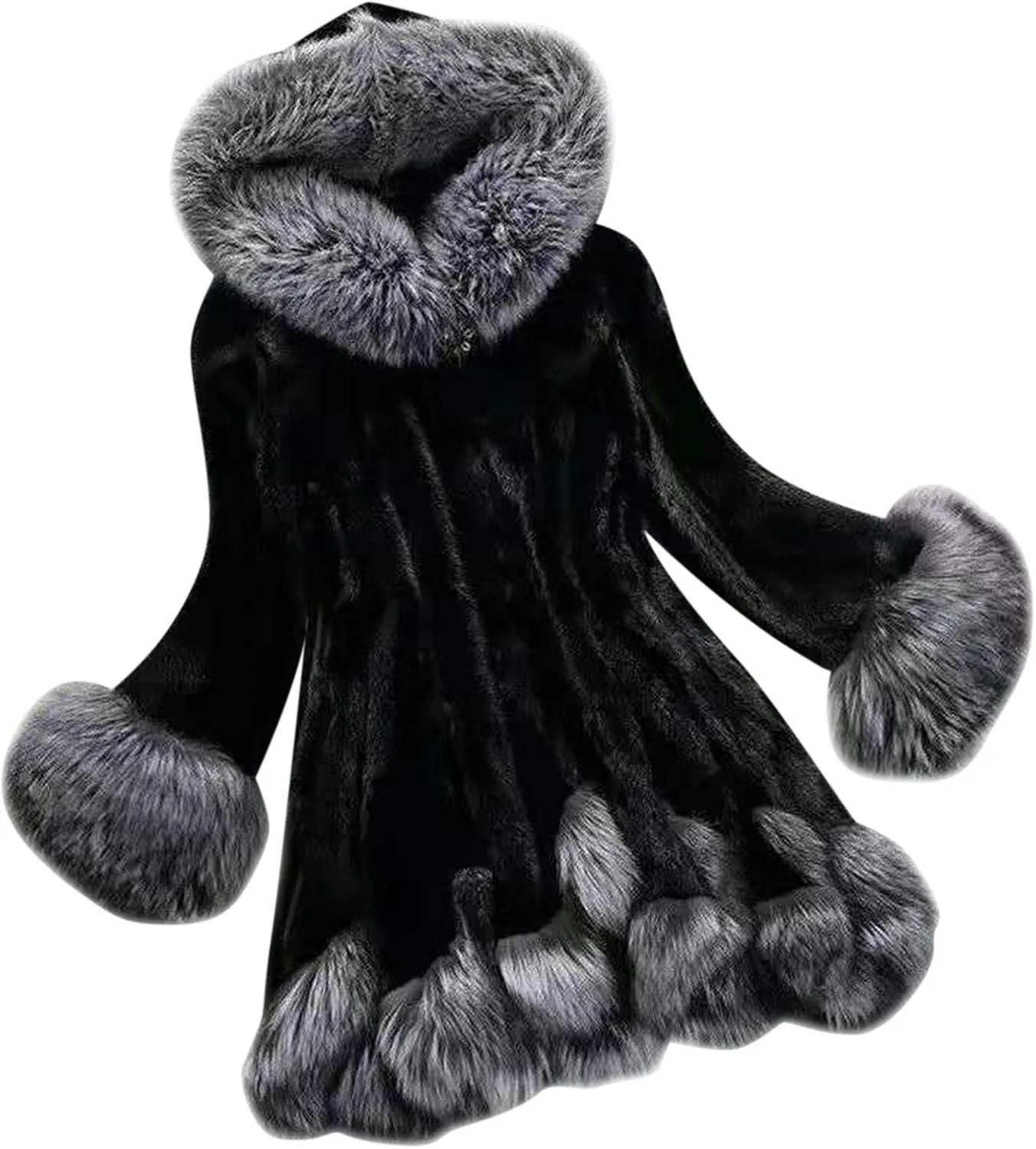 OIOLOYJM Women's Winter Coat Warm Puffer Thicken Parka Jacket with Fur Hood, Thick Padded Coats Loose Fleece Oversized Faux Fur Hooded Jackets