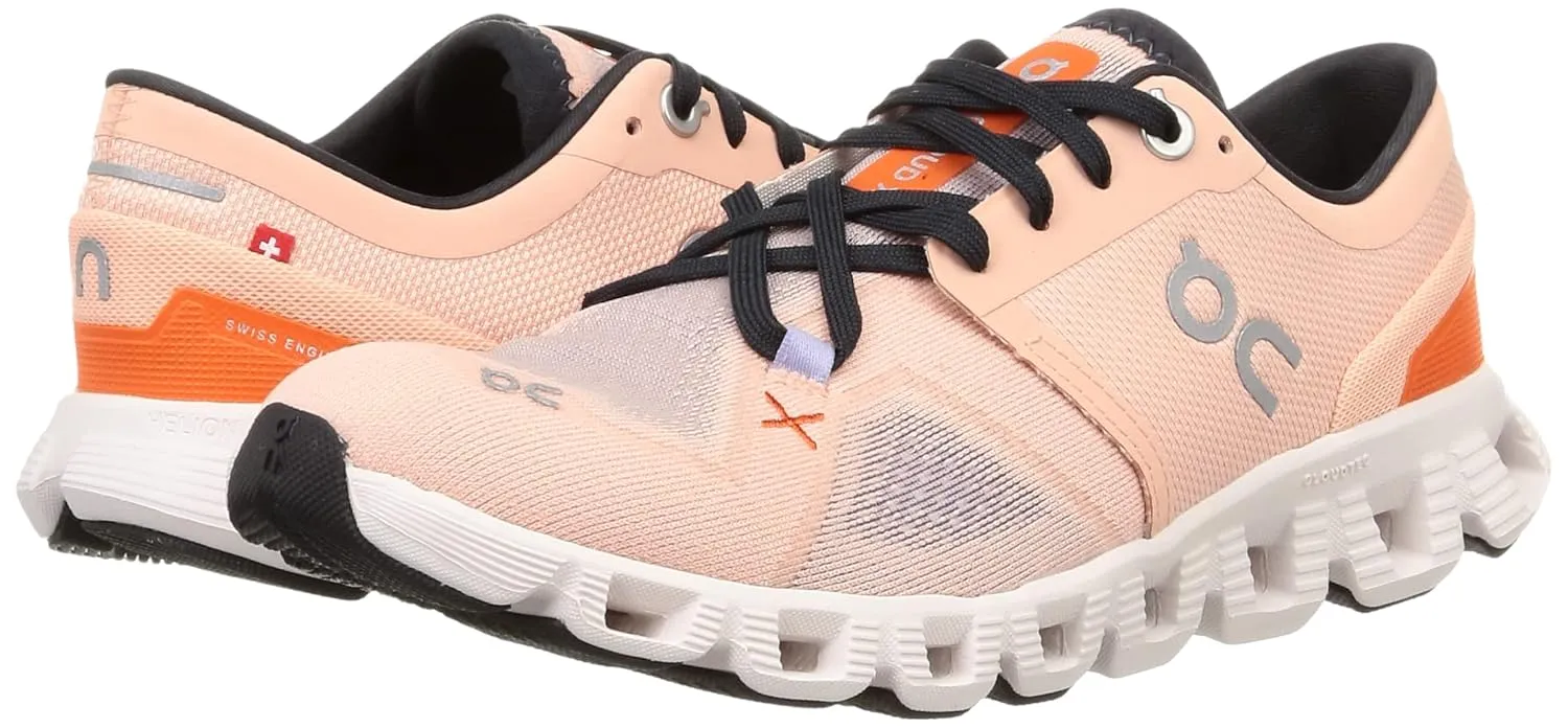 On Women's Cloud X 3 Sneakers, Rose/Sand, Pink, 6 Medium US