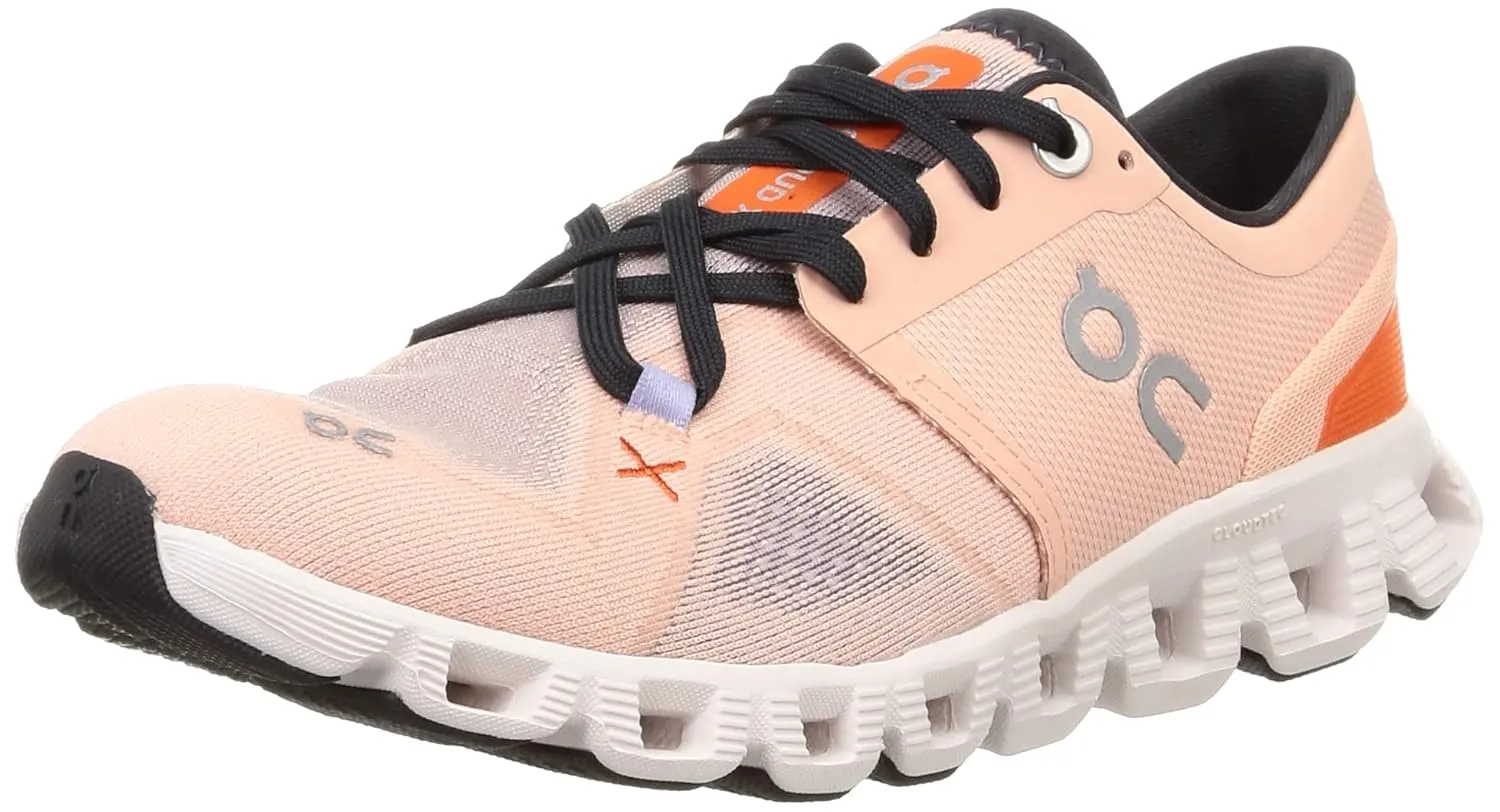 On Women's Cloud X 3 Sneakers, Rose/Sand, Pink, 6 Medium US