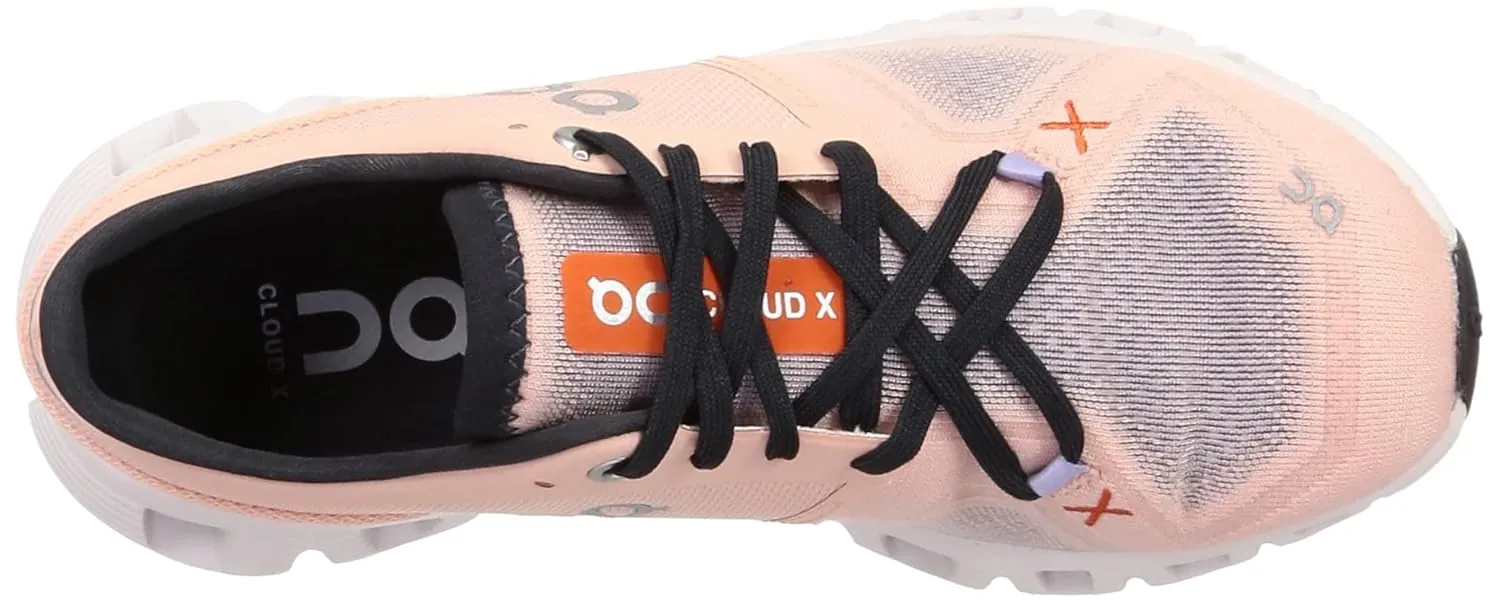 On Women's Cloud X 3 Sneakers, Rose/Sand, Pink, 6 Medium US