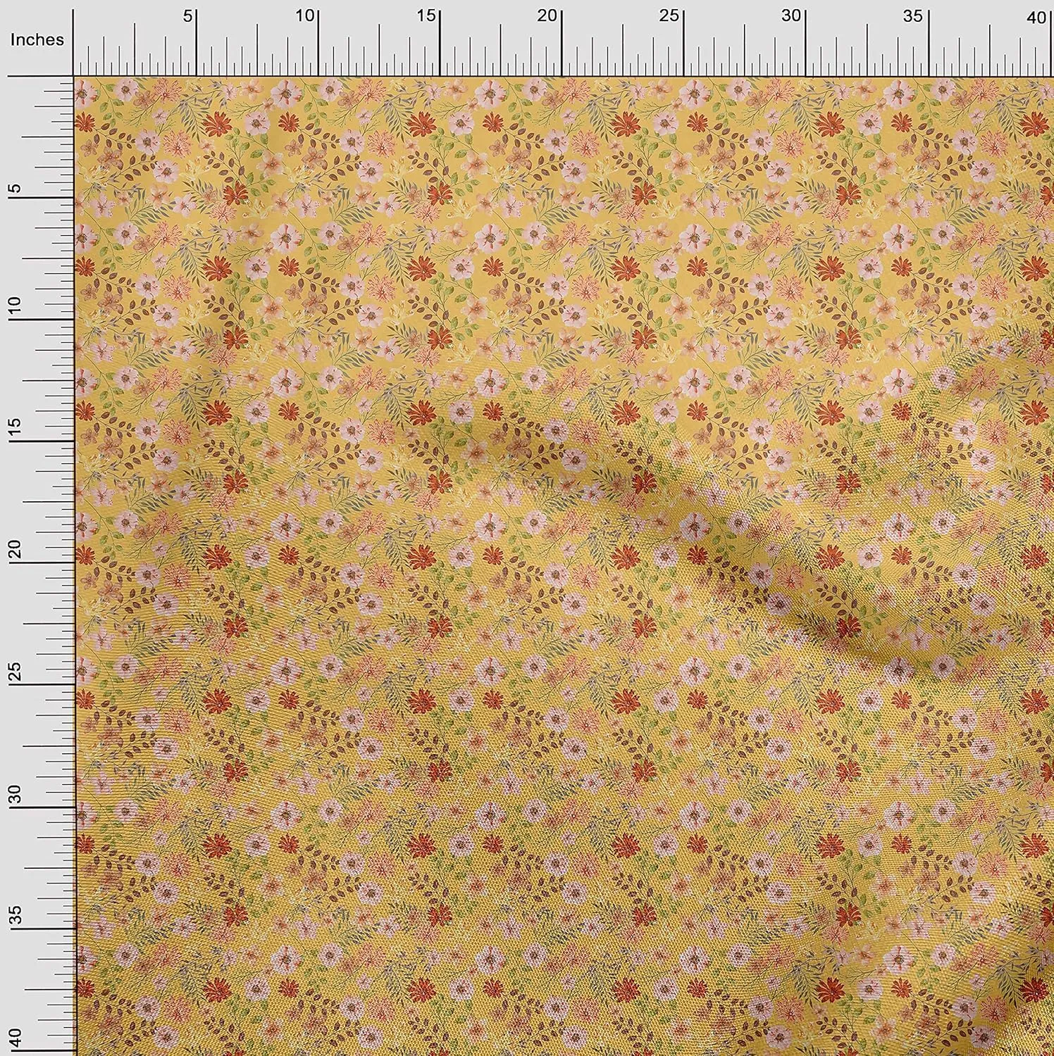 oneOone Silk Tabby Yellow Fabric Leaves & Flower Craft Projects Decor Fabric Printed by The Yard 42 Inch Wide-TXU