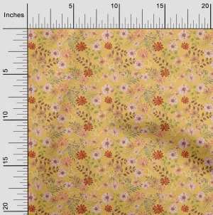 oneOone Silk Tabby Yellow Fabric Leaves & Flower Craft Projects Decor Fabric Printed by The Yard 42 Inch Wide-TXU