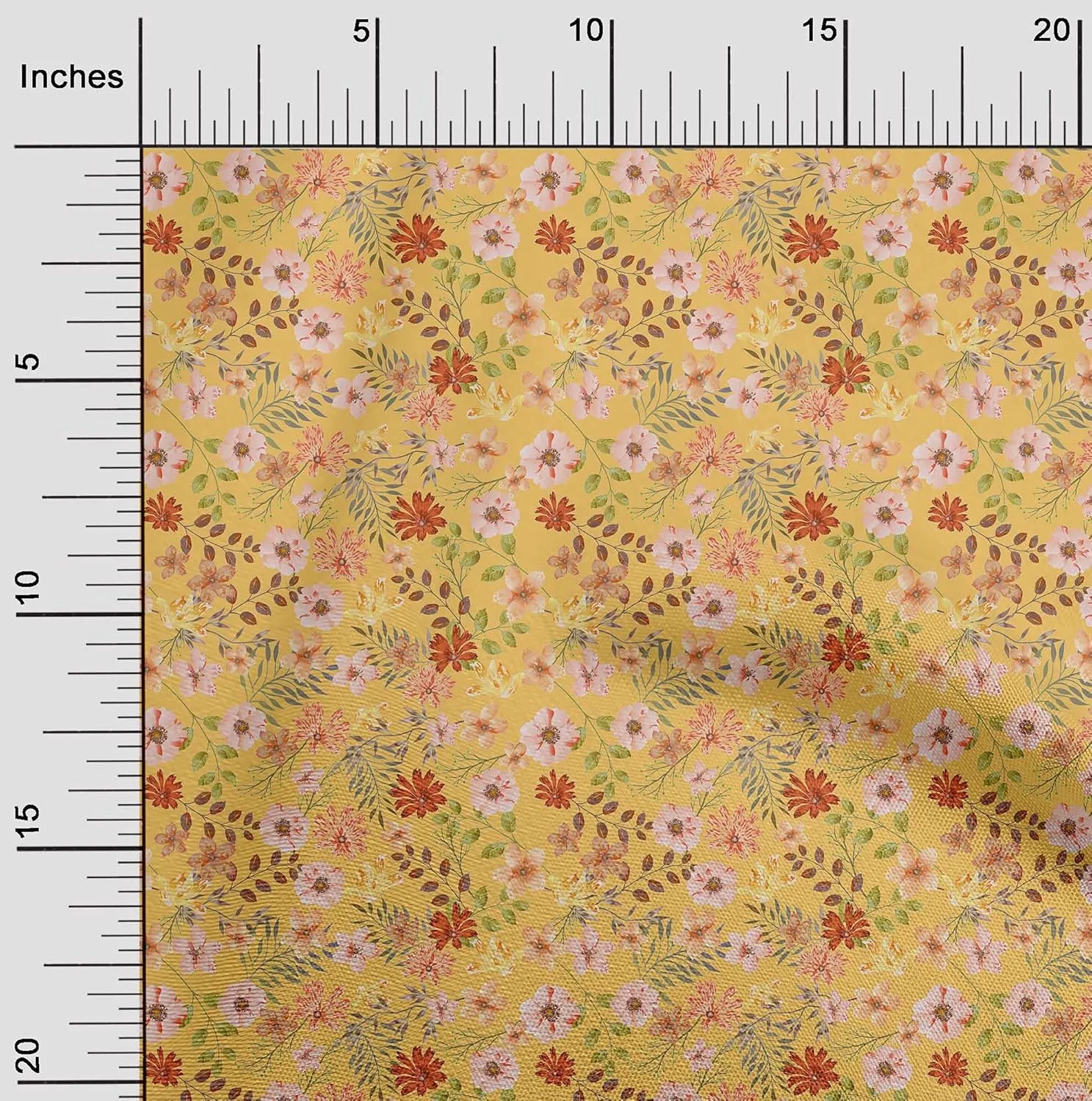 oneOone Silk Tabby Yellow Fabric Leaves & Flower Craft Projects Decor Fabric Printed by The Yard 42 Inch Wide-TXU