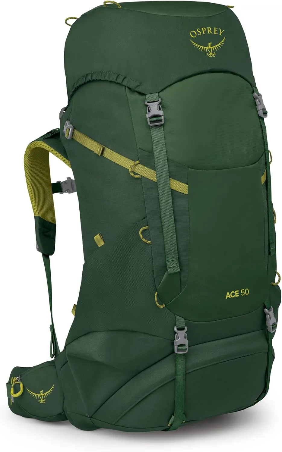 Osprey Ace 50L Kids' Backpacking Backpack, Green Canopy