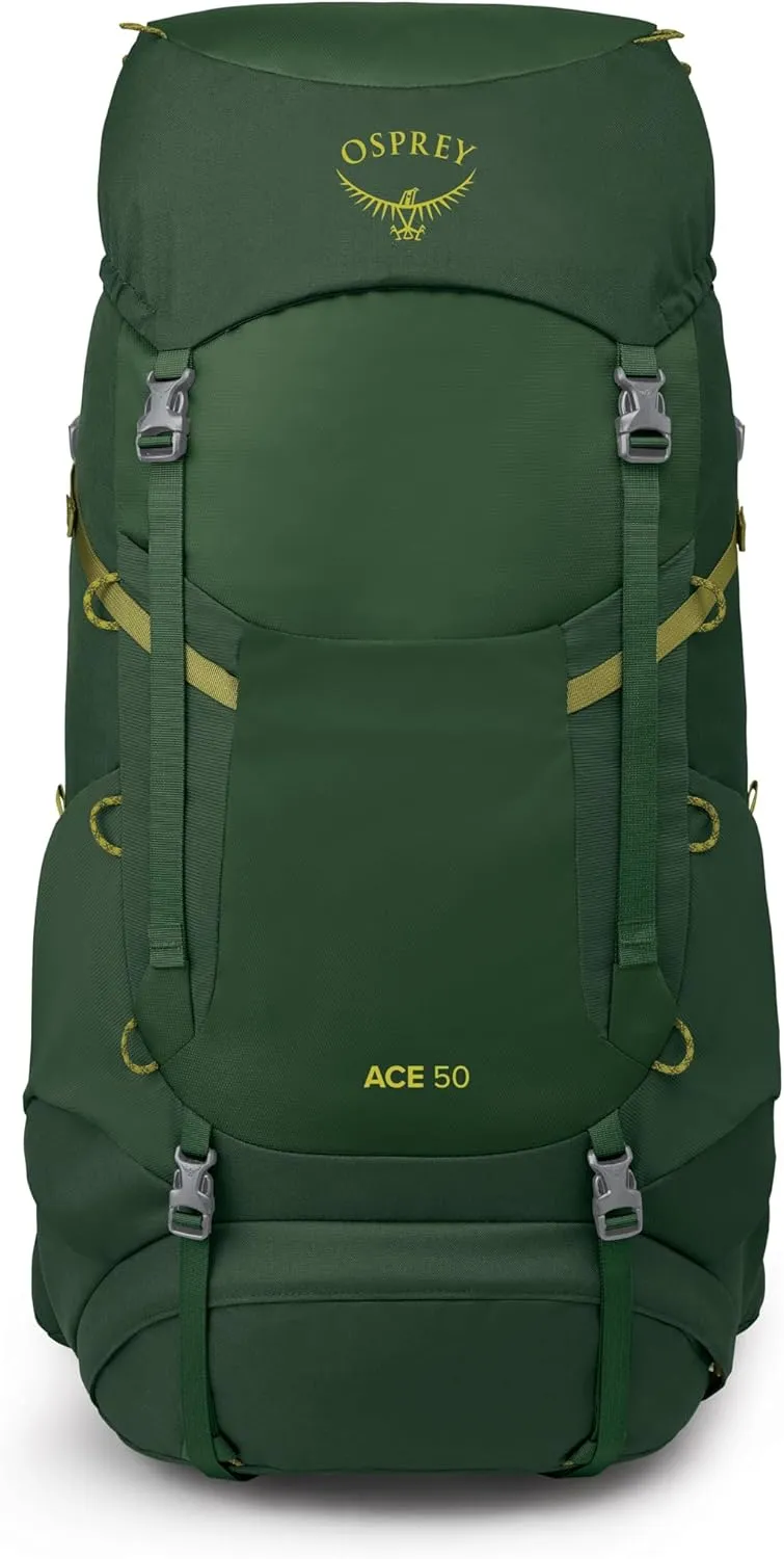 Osprey Ace 50L Kids' Backpacking Backpack, Green Canopy