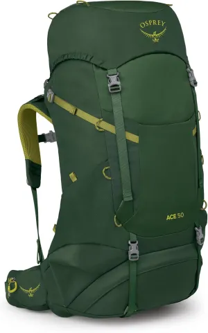 Osprey Ace 50L Kids' Backpacking Backpack, Green Canopy