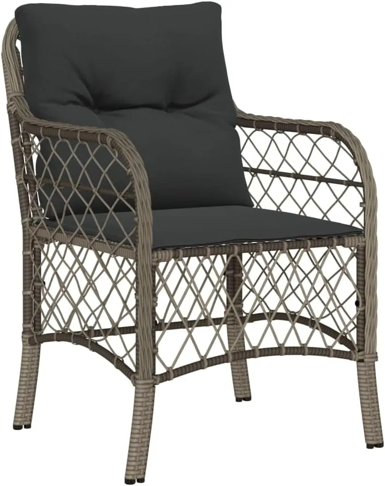 Outdoor Dining Chairs Dining Chairs Camping Chairs Lawn Chairs - Patio Chairs with Cushions 2 pcs Gray Poly Rattan for Park Garden Campsites Beaches