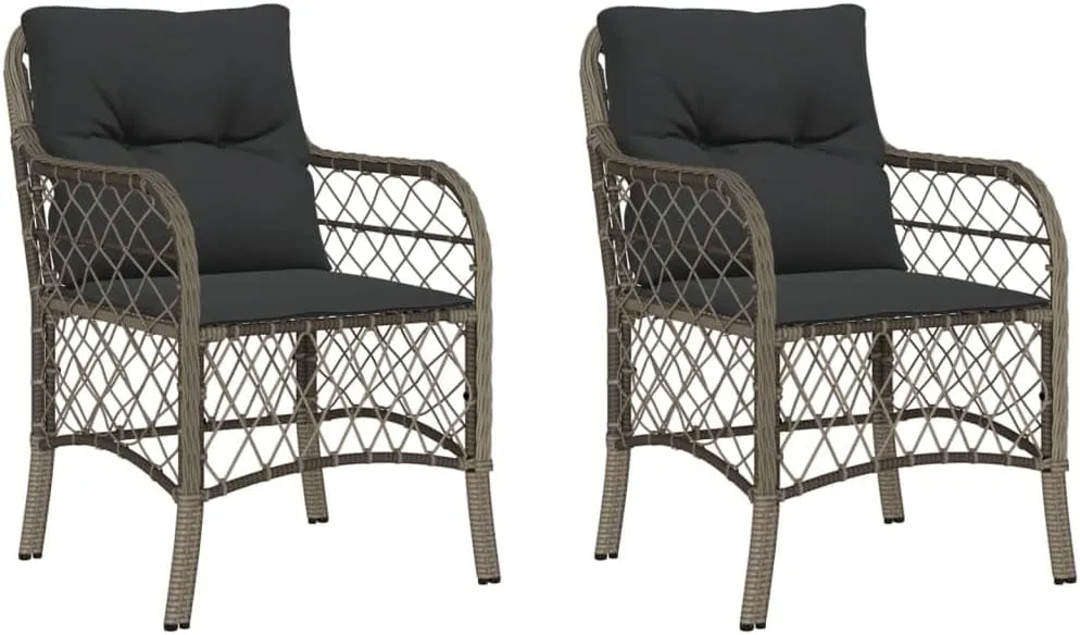 Outdoor Dining Chairs Dining Chairs Camping Chairs Lawn Chairs - Patio Chairs with Cushions 2 pcs Gray Poly Rattan for Park Garden Campsites Beaches