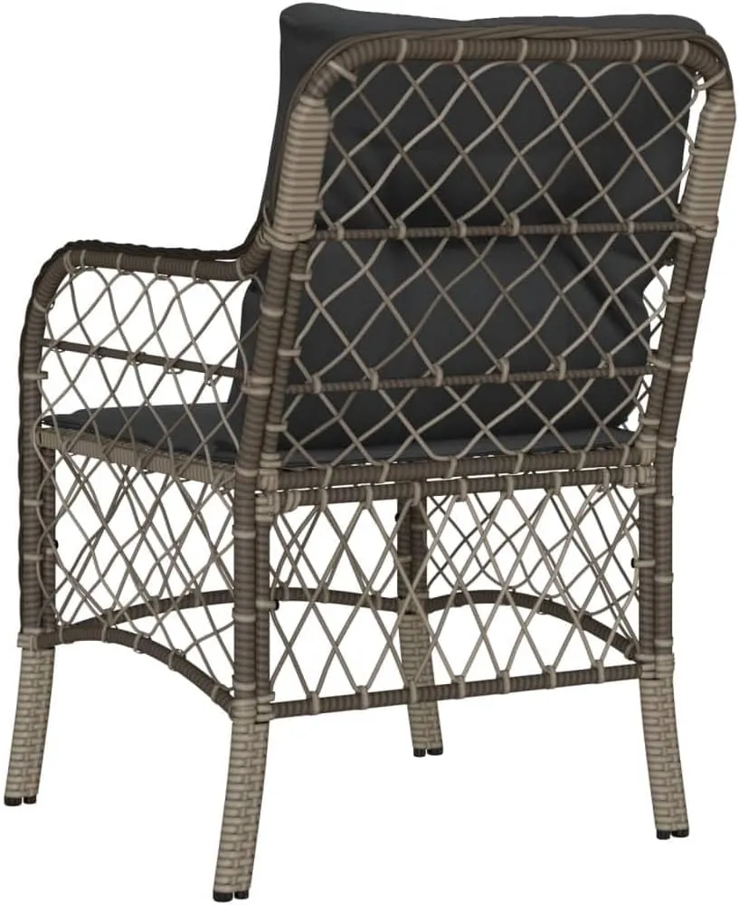 Outdoor Dining Chairs Dining Chairs Camping Chairs Lawn Chairs - Patio Chairs with Cushions 2 pcs Gray Poly Rattan for Park Garden Campsites Beaches