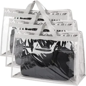 Outgeek 3PCS Purse Storage Bag Organization Purse Dust Bag Organizer Clear Plastic Lightweight Protective Waterproof Handbag Protector
