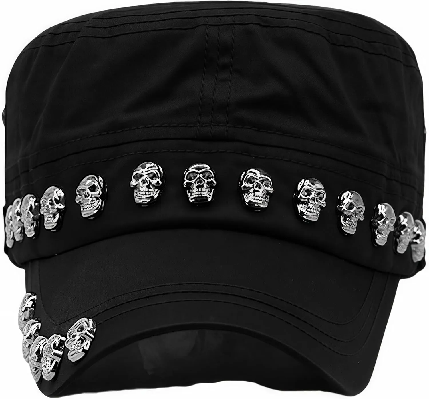 Oversize Cadet Hat Women Hip Hip Punk Rock Rivet Cotton Baseball Caps Big Head Men Army Sun Caps Dad Flat Top Fitted Hats