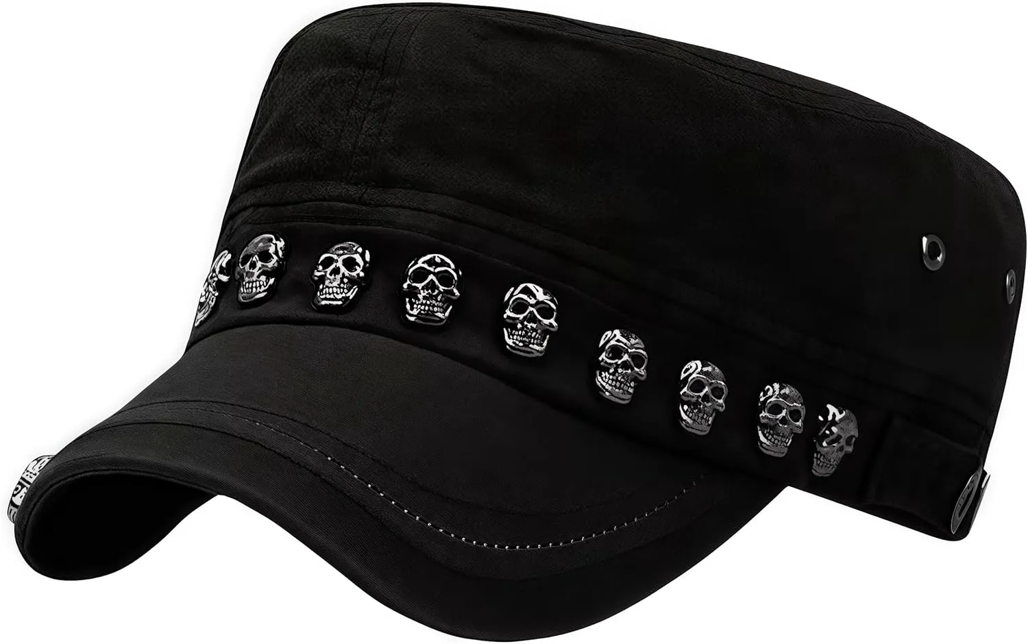 Oversize Cadet Hat Women Hip Hip Punk Rock Rivet Cotton Baseball Caps Big Head Men Army Sun Caps Dad Flat Top Fitted Hats