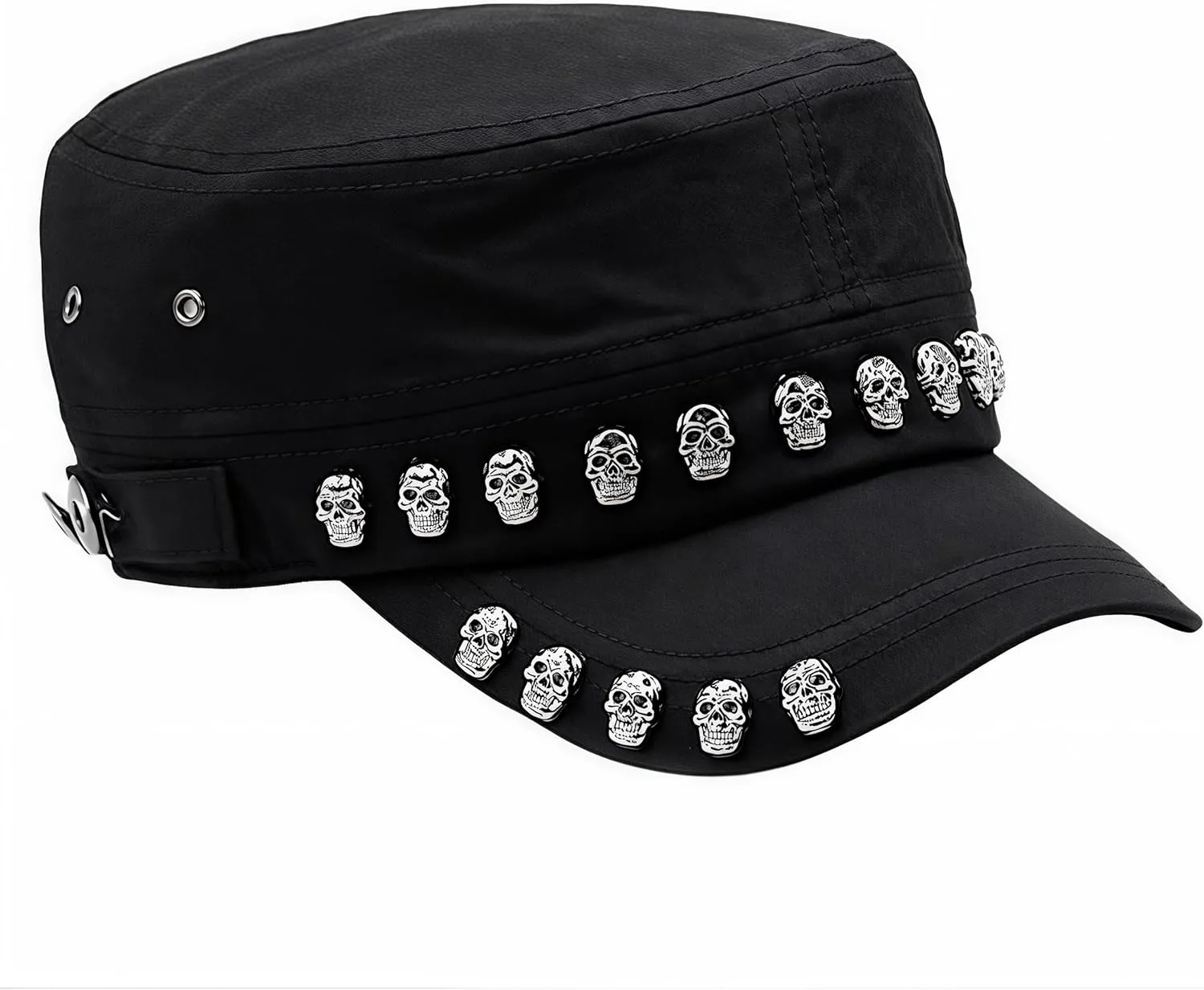 Oversize Cadet Hat Women Hip Hip Punk Rock Rivet Cotton Baseball Caps Big Head Men Army Sun Caps Dad Flat Top Fitted Hats