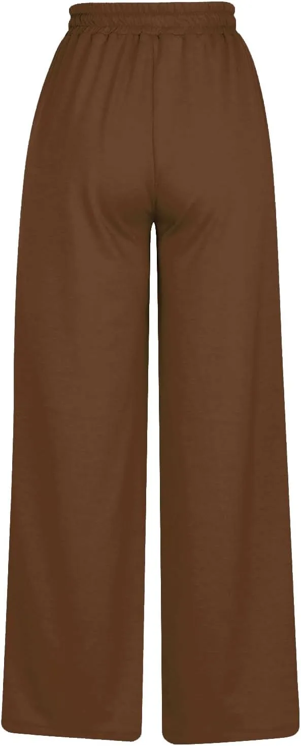 Oversized Wide Leg Sweatpants Women Elastic Drawstring Straight Leg Sweatpants Low Waisted Baggy Lounge Pants Pocket