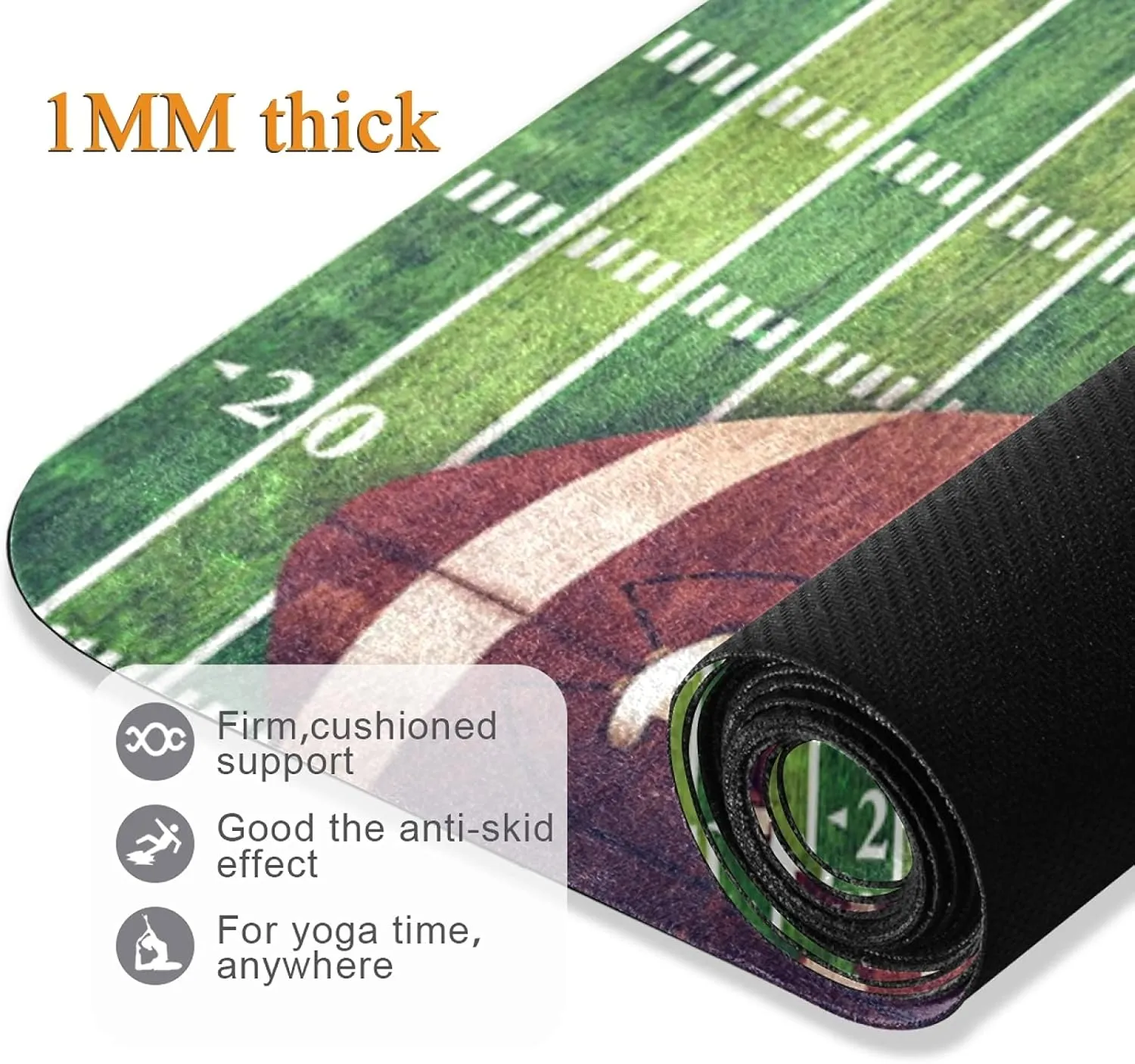 Oyihfvs 1mm Thick Non Slip Rubber Yoga Mat, Fitness Safe Exercise Mat with Bag, Durable Folding Workout Mat for Pilates and Floor Exercises