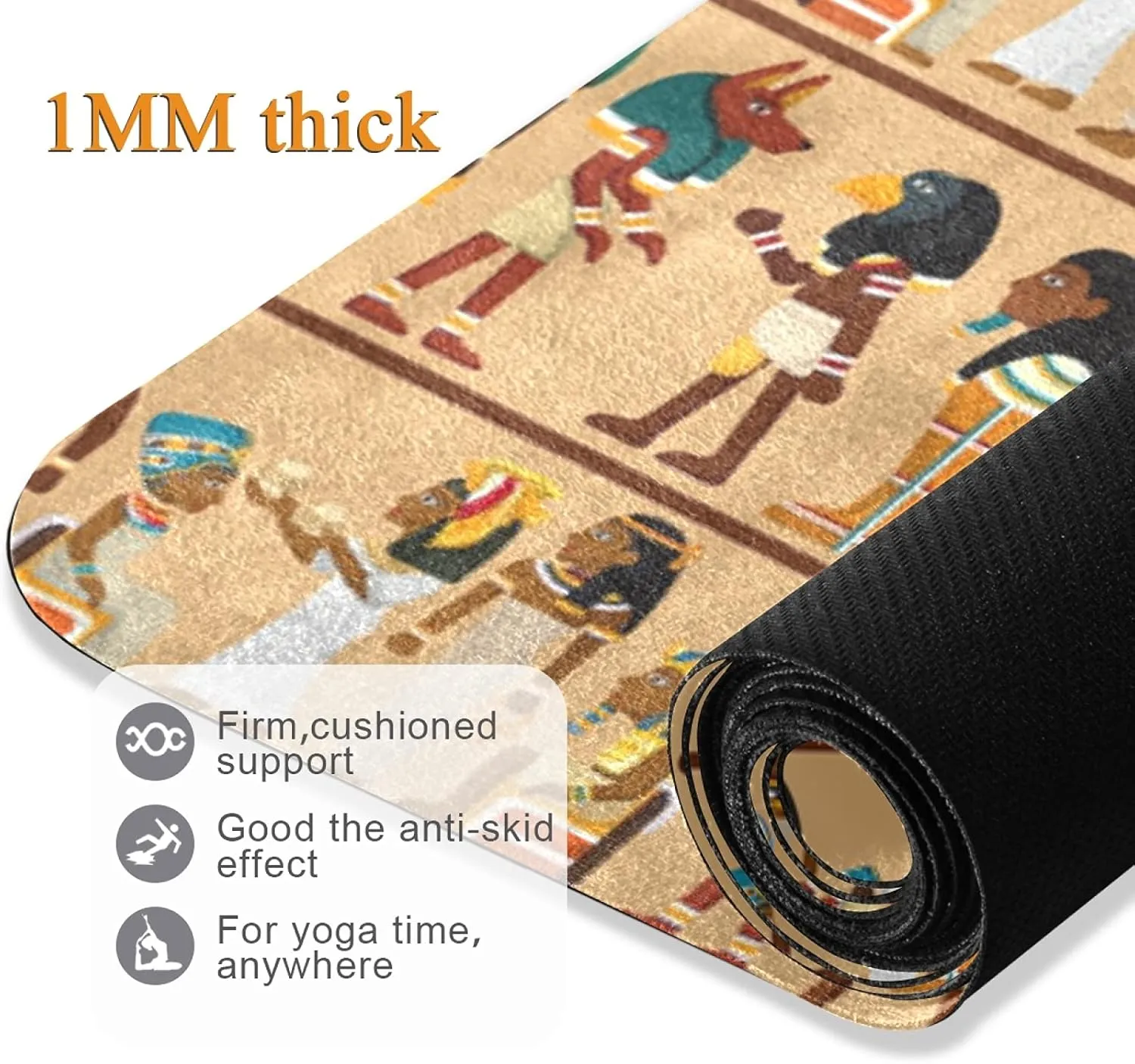 Oyihfvs 1mm Thick Non Slip Rubber Yoga Mat, Fitness Safe Exercise Mat with Bag, Durable Folding Workout Mat for Pilates and Floor Exercises
